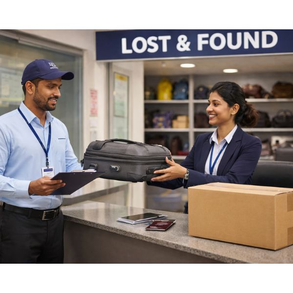 Courier collecting lost baggage from Chennai Airport Lost and Found for delivery